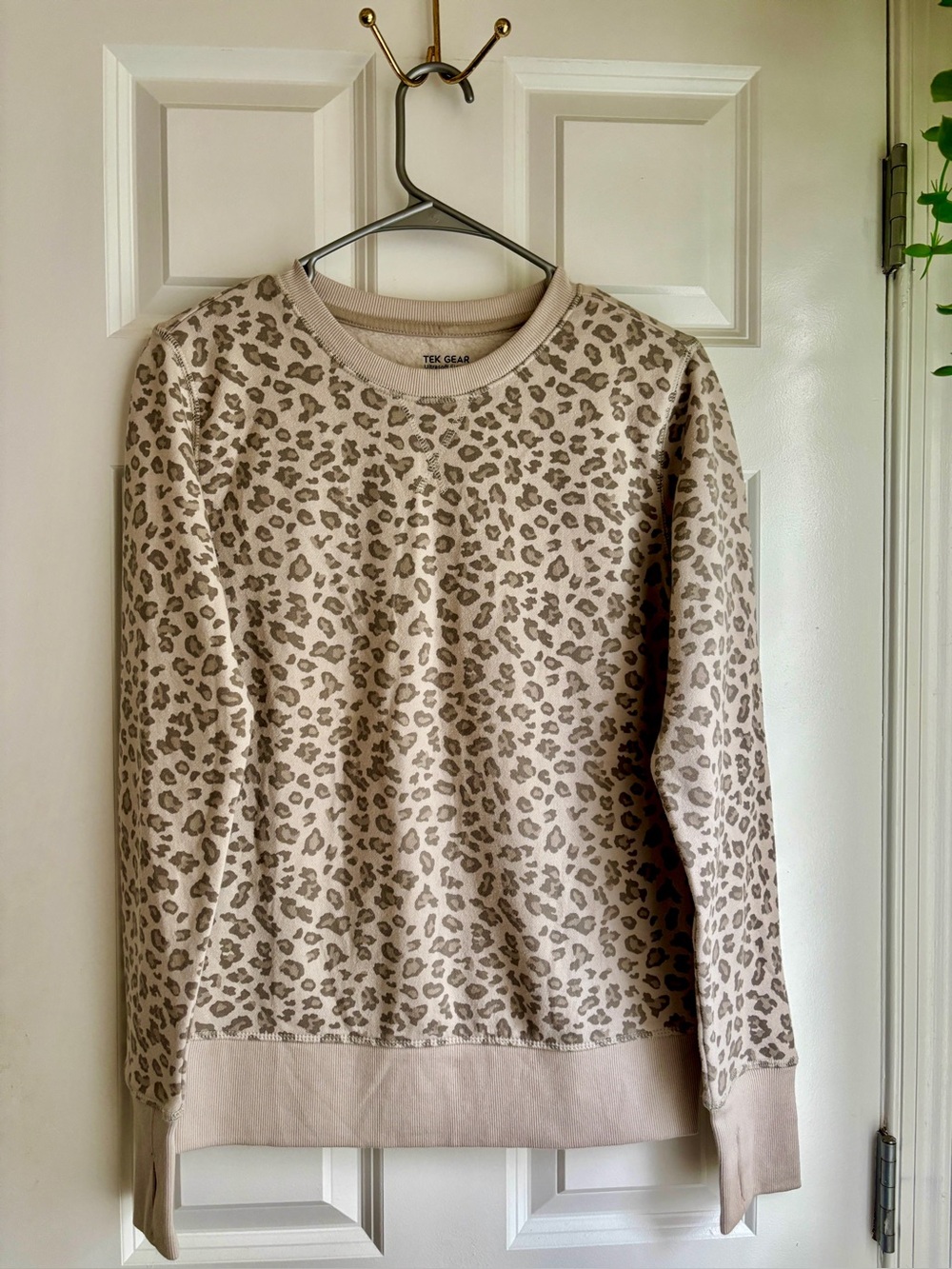 tek gear Beige and Taupe Leopard Crewneck Sweatshirt